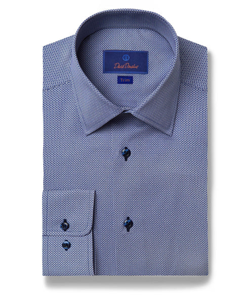 TBSP07200412 | Navy Geometric Print Dress Shirt