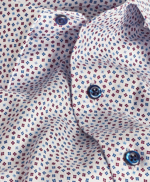TBSP07217165 | White & Merlot Tossed Foulard Print Dress Shirt