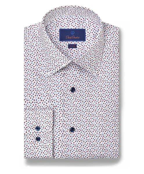 TBSP07217165 | White & Merlot Tossed Foulard Print Dress Shirt