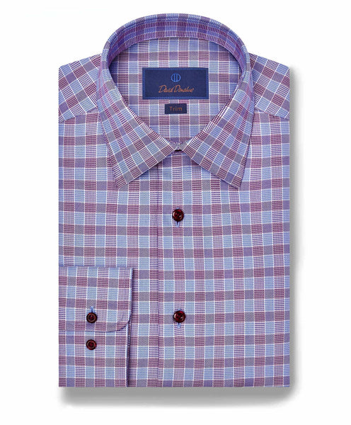 TBSP07807436 | Sky & Merlot Glen Check Dress Shirt