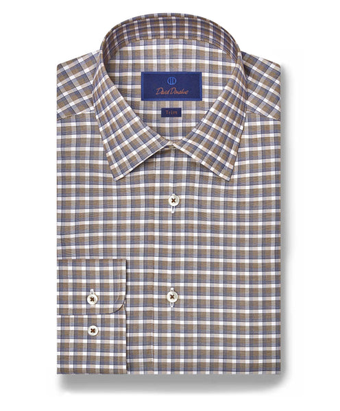 TBSP07819212 | Chocolate Twill Check Dress Shirt