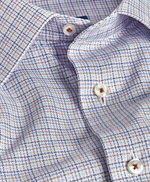 TBSP07820427 | Blue & Chocolate Royal Oxford Check Dress Shirt