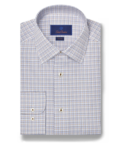 TBSP07820427 | Blue & Chocolate Royal Oxford Check Dress Shirt