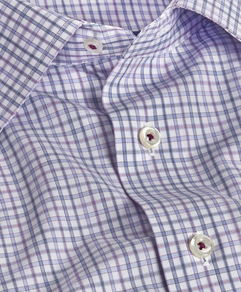 TBSP07821137 | White & Purple Check Non-Iron Dress Shirt