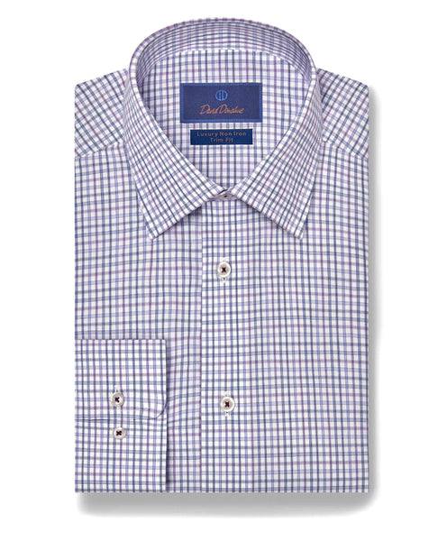 TBSP07821137 | White & Purple Check Non-Iron Dress Shirt