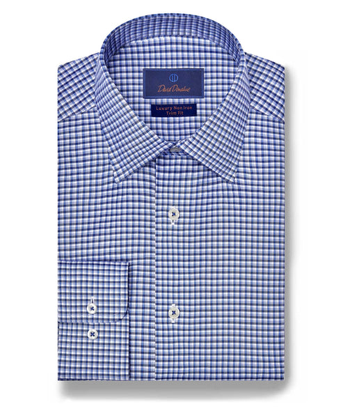 TBSP07822423 | Blue Micro Check Non-Iron Dress Shirt