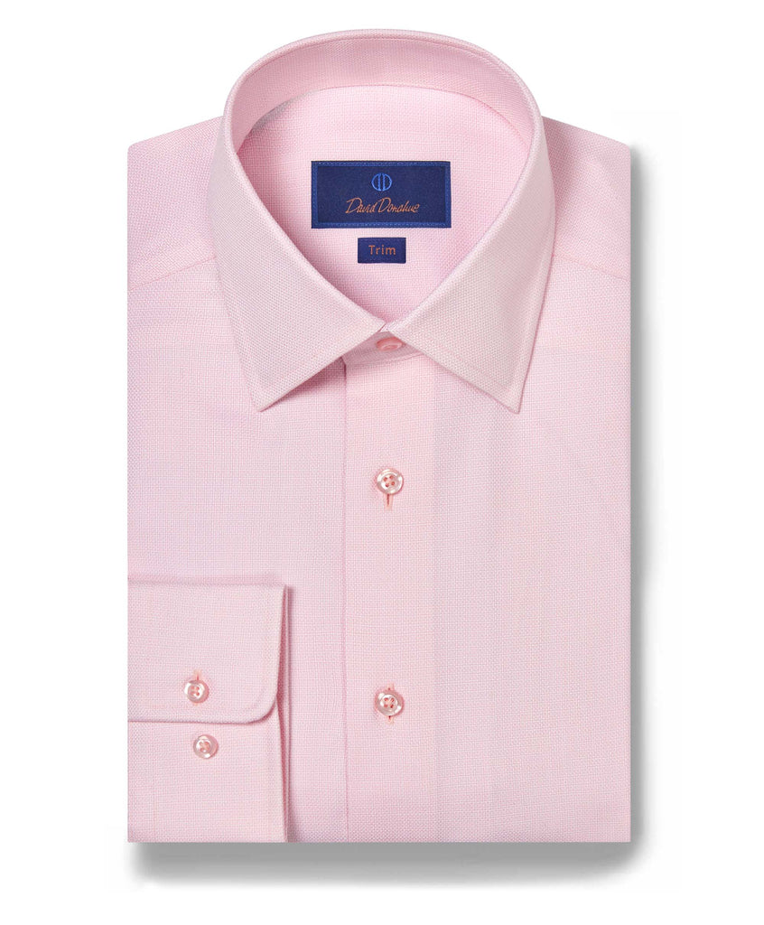 TBSP08001661 | Pink & White Royal Oxford Dress Shirt - David Donahue