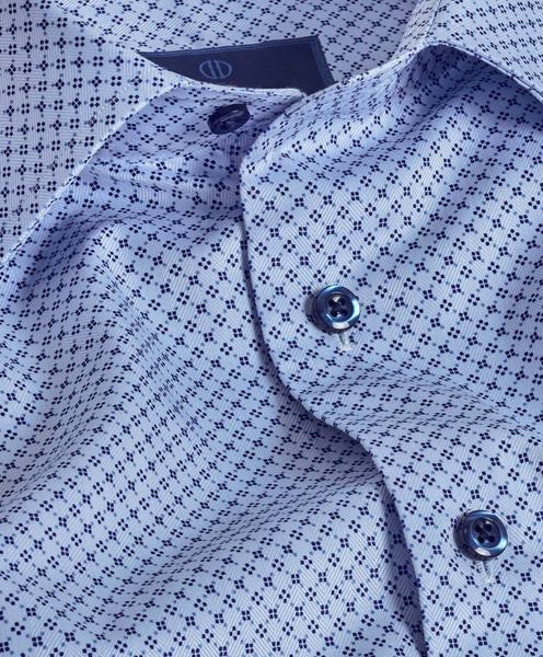 TBSP08201423 | Blue Herringbone Neat Print Dress Shirt