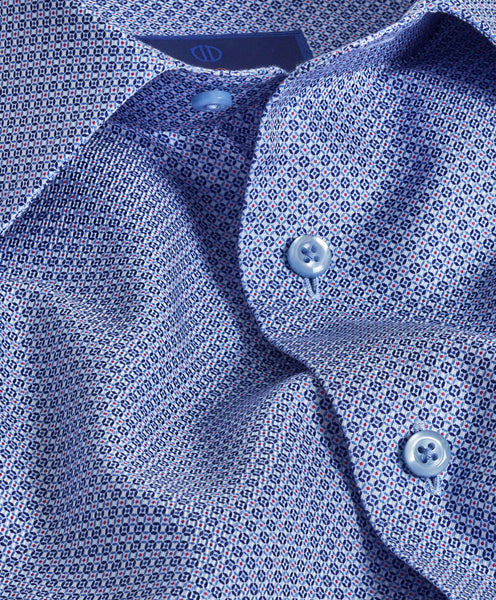 TBSP08601464 | Blue & Berry Micro Geo Print Dress Shirt