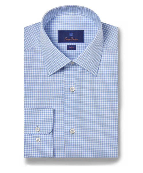 TBSP08820461 | Blue & White Micro Check Dress Shirt