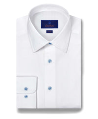 TBSP09010110 | White Dobby Herringbone Dress Shirt