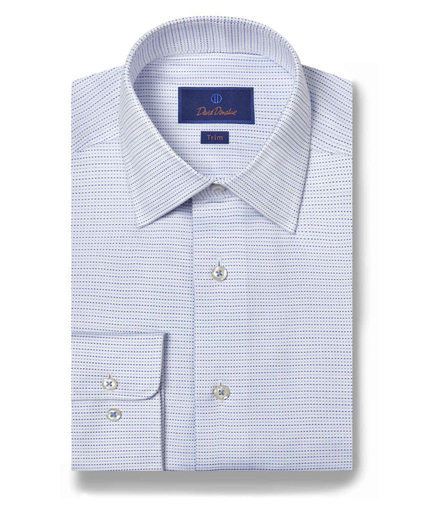 David Donahue Men's Trim Fit Micro Dobby Dot Dress Shirt - Multi - Size 17 36/37 - White/Blue David Donahue Men's Trim Fit Micro Dobby Dot Dress Shirt - Multi - Size 17 36/37 - White/Blue