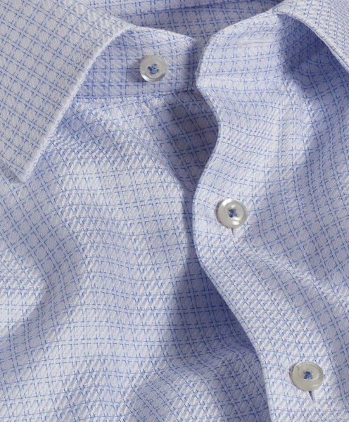 TBSP10028135 | White & Blue Box Dobby Dress Shirt