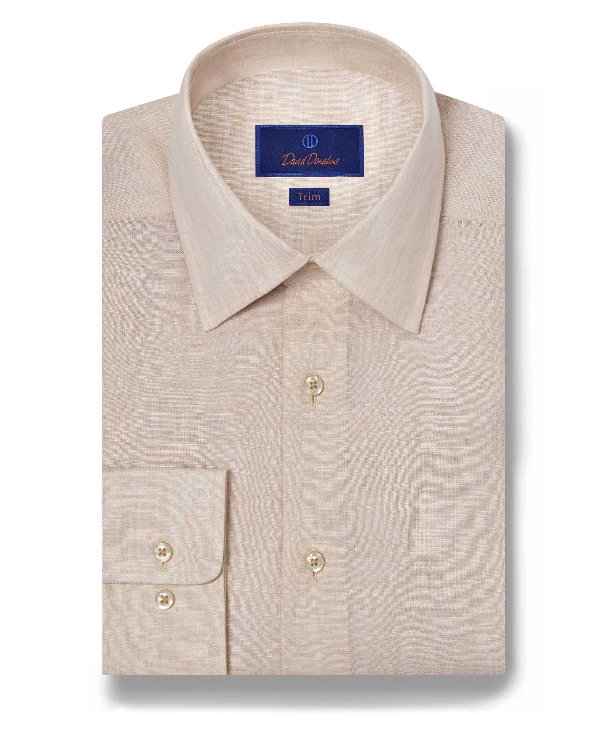 david donahue TBSP10104285 | Sand Linen Dress Shirt Shirt