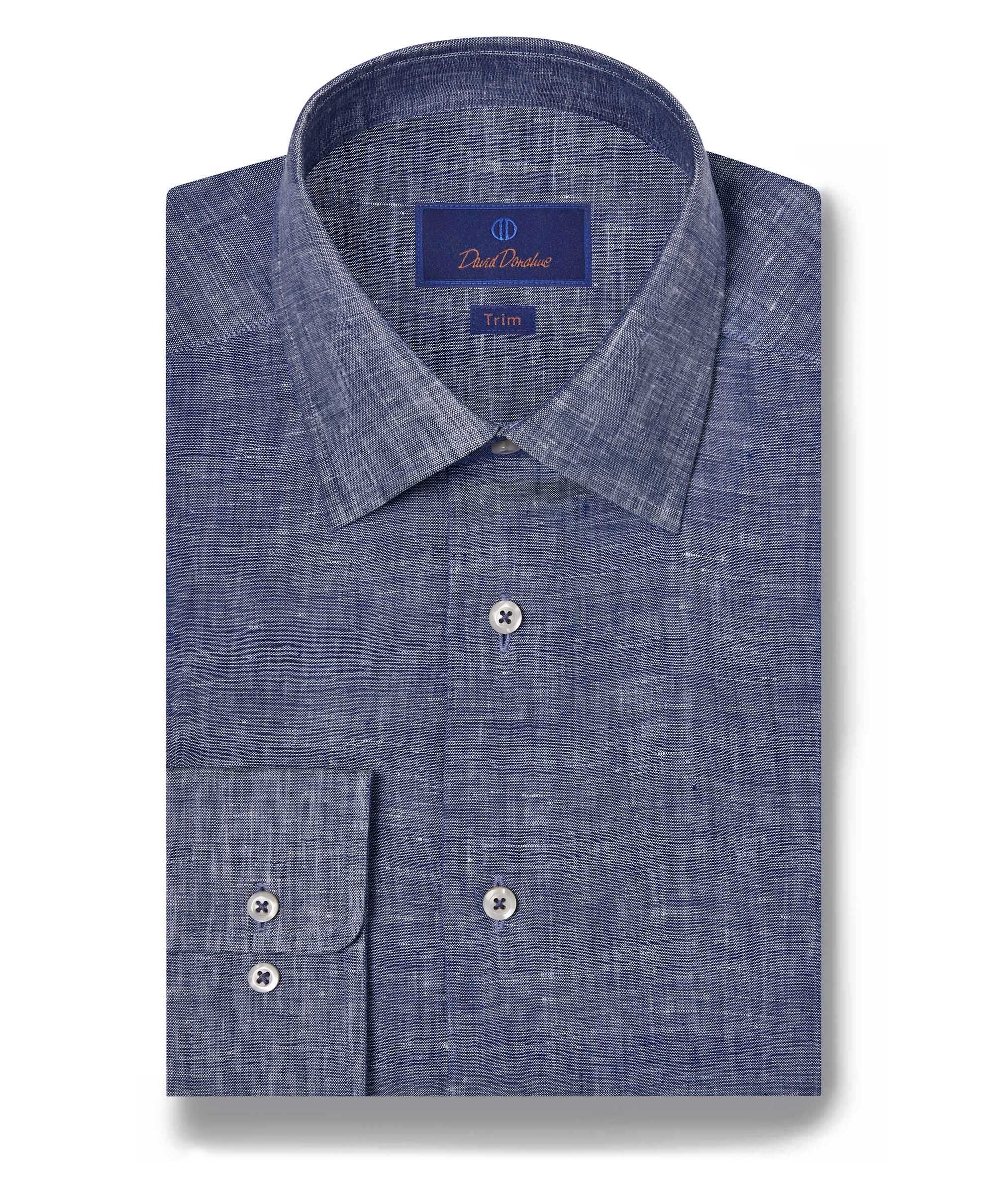 david donahue TBSP10104476 | Denim Linen Dress Shirt Shirt