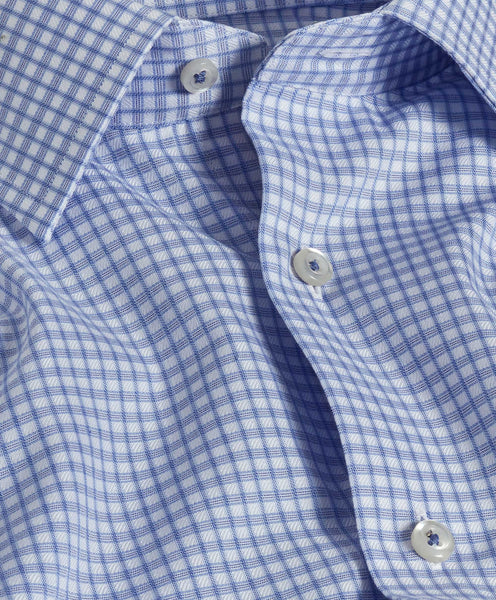 TBSP10834402 | Blue & Sky Textured Check Dress Shirt