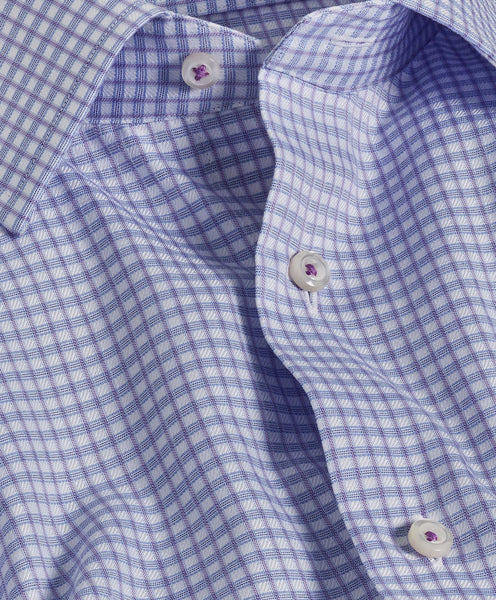 TBSP10834479 | Blue & Lilac Textured Check Dress Shirt