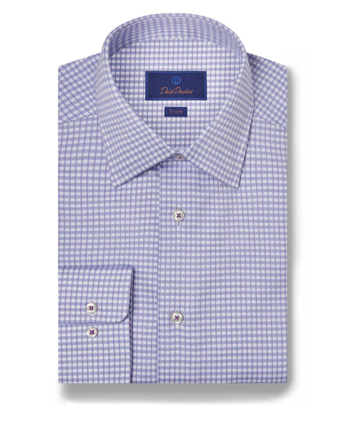 TBSP10834479 | Blue & Lilac Textured Check Dress Shirt