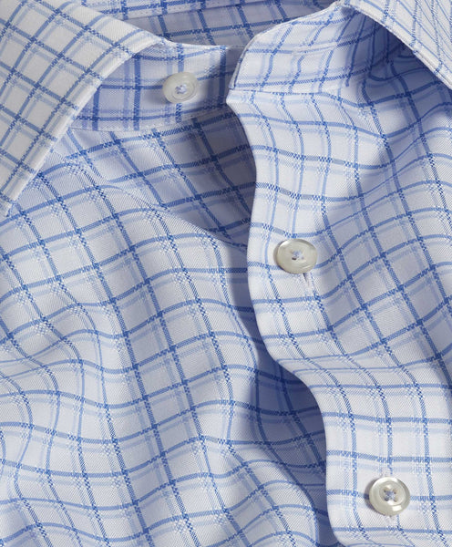 TBSP10835135 | White & Blue Open Check Dress Shirt