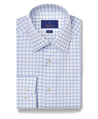 TBSP10835135 | White & Blue Open Check Dress Shirt