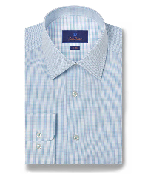 TBSP10853134 | White & Ocean Micro Check Dress Shirt
