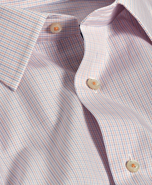 TBSP10853180 | White & Melon Micro Check Dress Shirt
