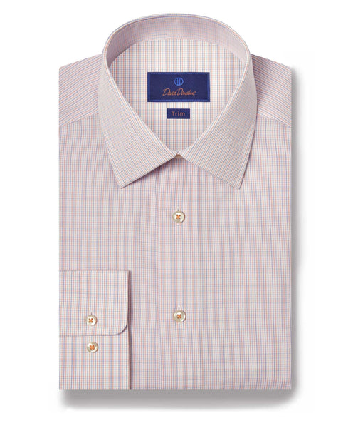 TBSP10853180 | White & Melon Micro Check Dress Shirt
