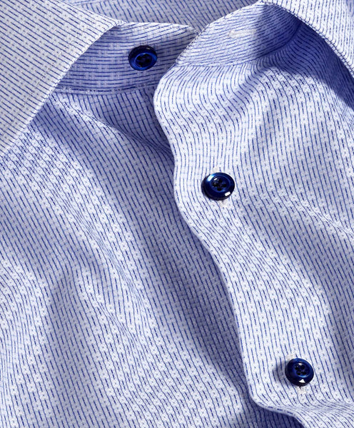 TBSP11003136 | White & Sky Geometric Dobby Dress Shirt