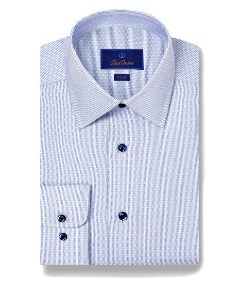 TBSP11003136 | White & Sky Geometric Dobby Dress Shirt