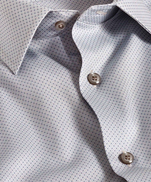 TBSP11008025 | Pearl  Micro Geometric  Print Dress Shirt