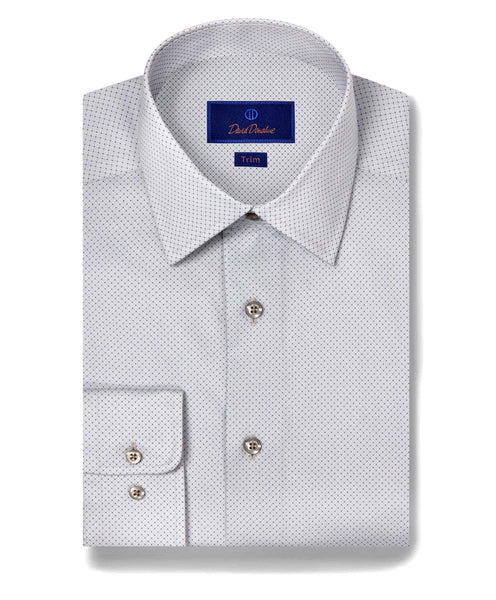TBSP11008025 | Pearl  Micro Geometric  Print Dress Shirt