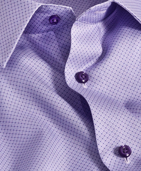 TBSP11008534 | Lilac  Micro Geometric  Print Dress Shirt