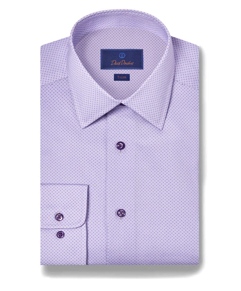 TBSP11008534 | Lilac  Micro Geometric  Print Dress Shirt