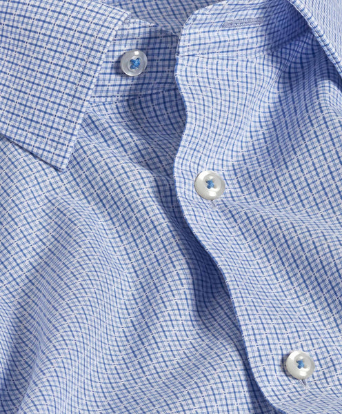 TBSP11036452 | Sky & Blue Dobby Check Dress Shirt