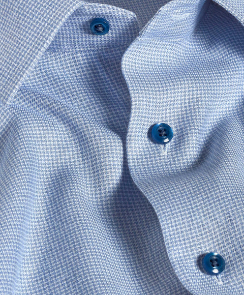 TBSP11039423 | Blue Micro Check Cashmere Blend Dress Shirt