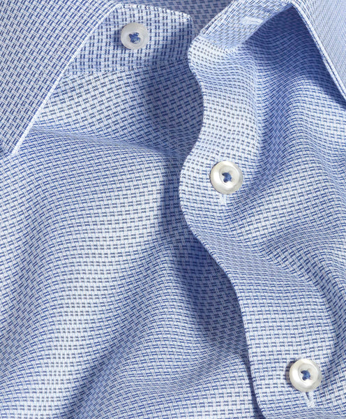 TBSP11040423 | Blue Textured Micro Twill Dress Shirt