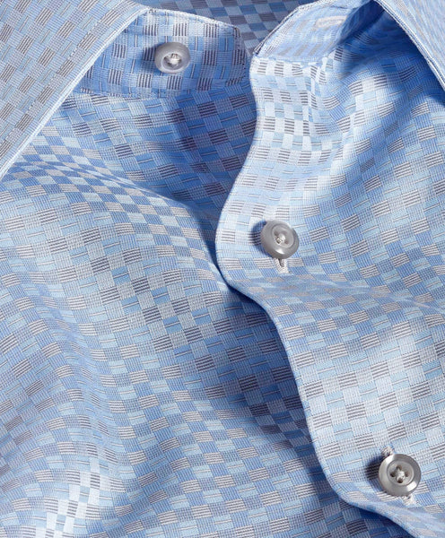 TBSP11043469 | Sky & Gray Dobby Check Dress Shirt