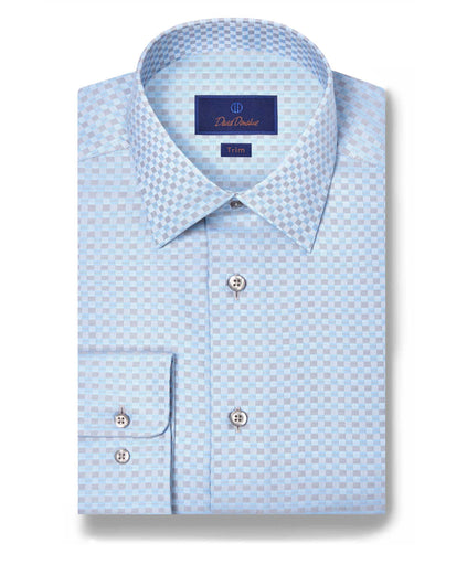 TBSP11043469 | Sky & Gray Dobby Check Dress Shirt