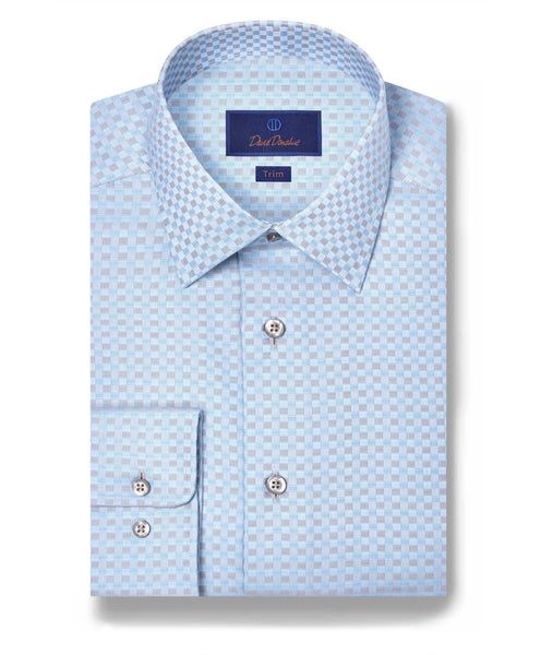TBSP11043469 | Sky & Gray Dobby Check Dress Shirt