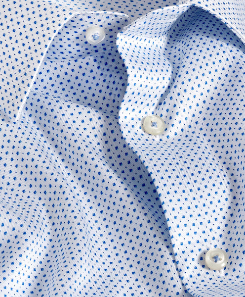 TBSP11201135 | White & Blue Micro Print Dress Shirt