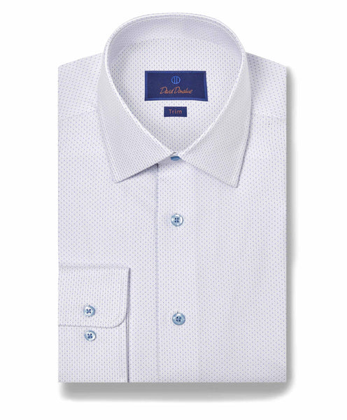 TBSP11300136 | White & Sky Dobby Dot Dress Shirt