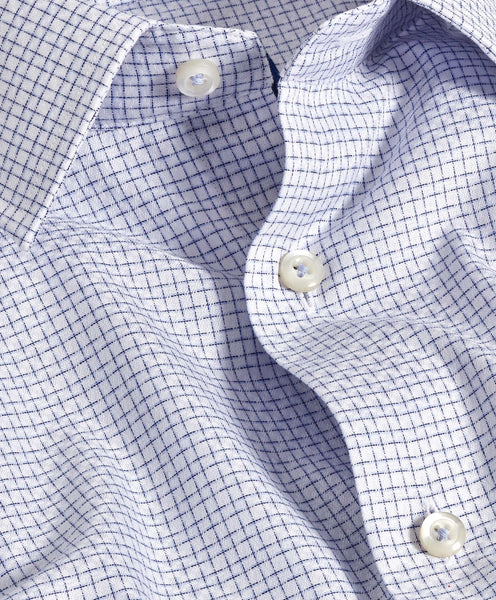 TBSP11801135 | White & Blue Shadow Check Dress Shirt