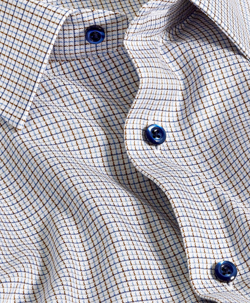TBSP11802427 | Blue & Chocolate Textured Dobby Dress Shirt