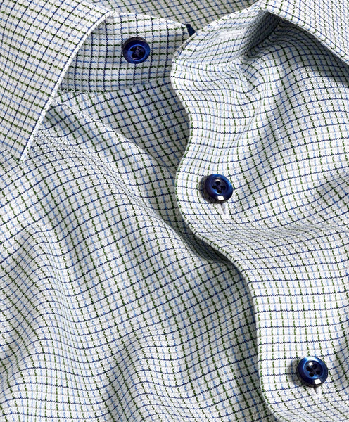 TBSP11802448 | Blue & Green Textured Dobby Dress Shirt