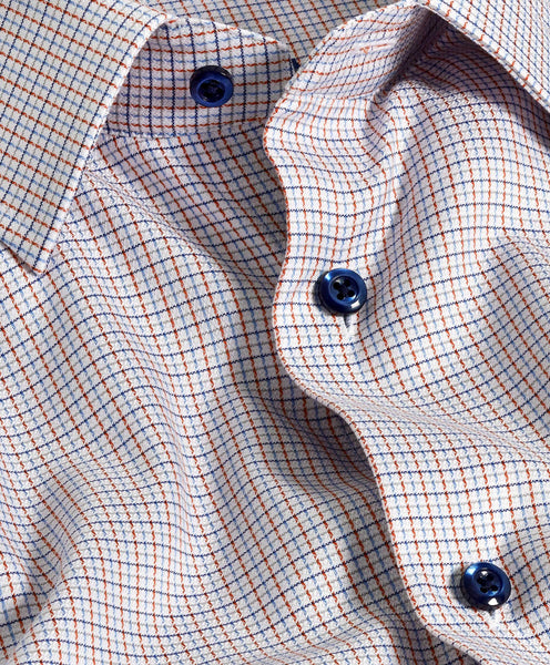 TBSP11802487 | Blue & Orange Textured Dobby Dress Shirt