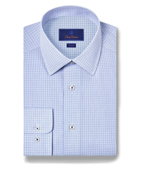 TBSP11805414 | Blue & Navy Poplin Check Dress Shirt