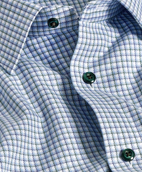 TBSP11807448 | Blue & Green Herringbone Check Dress Shirt