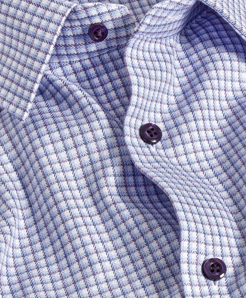 TBSP11807485 | Blue & Purple Herringbone Check Dress Shirt