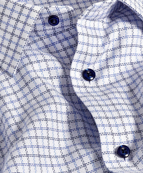 TBSP11808414 | Blue & Navy Textured  Check Dress Shirt