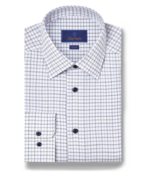 TBSP11808414 | Blue & Navy Textured  Check Dress Shirt